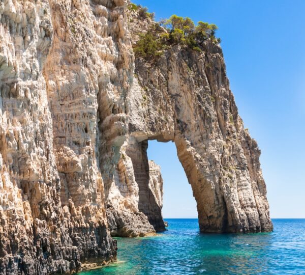 View of Keri blue caves in Zakynthos (Zante) island, in Greece