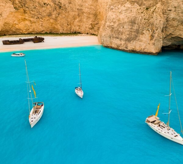 Navagio bay and Ship Wreck beach in summer. Zakynthos, Greece